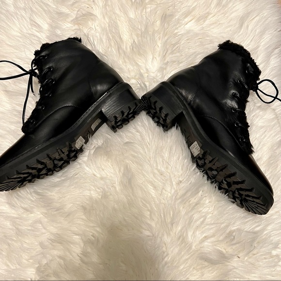 NWT SCHUTZ Faux Shearling Lace up Combat Military Boots Size 7.5 - Picture 5 of 6